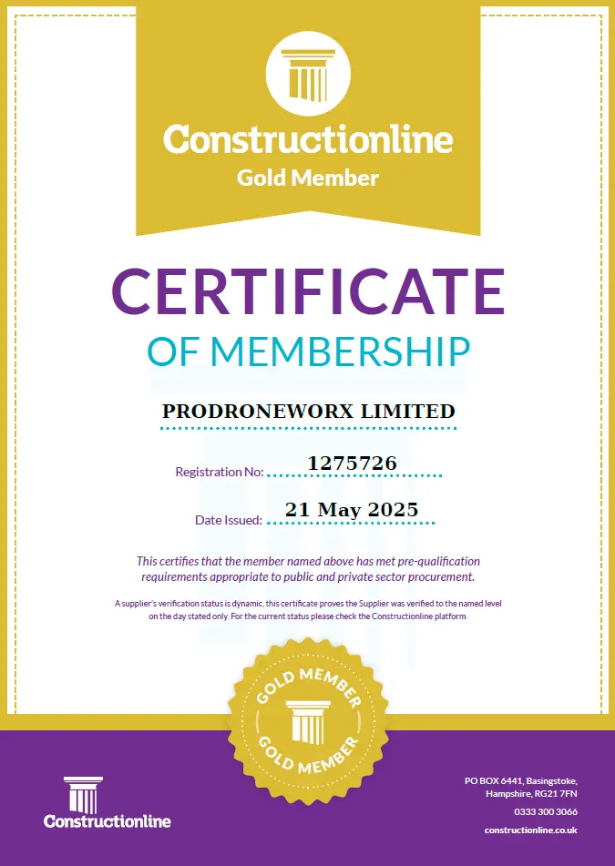 ProDroneWorx accredited Constructionline Gold and SSIP Acclaim 