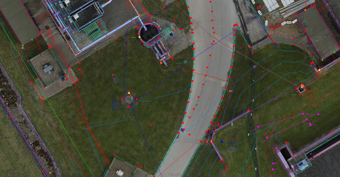 2D orthomosaic combined with the topographical and utility CAD drawings 