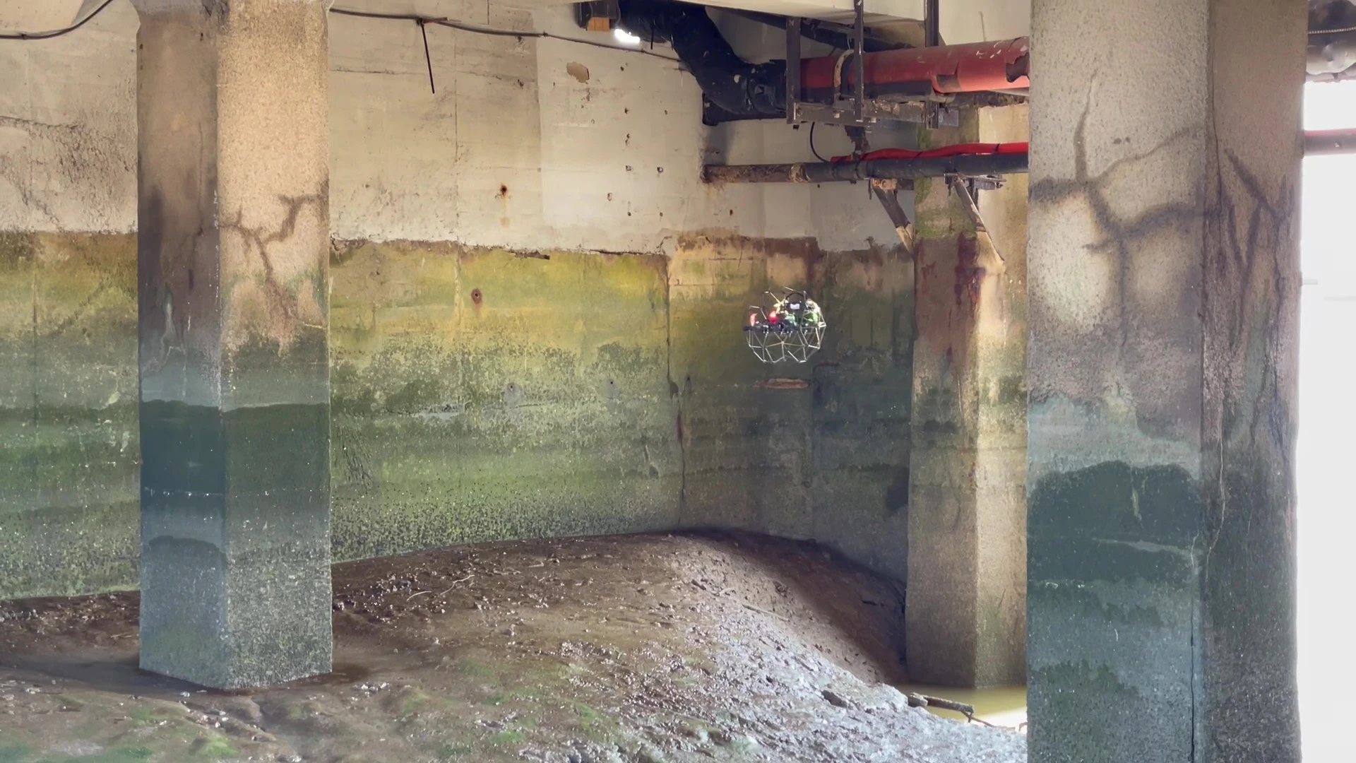 Confined space drone bridge abutment inspection and survey 
